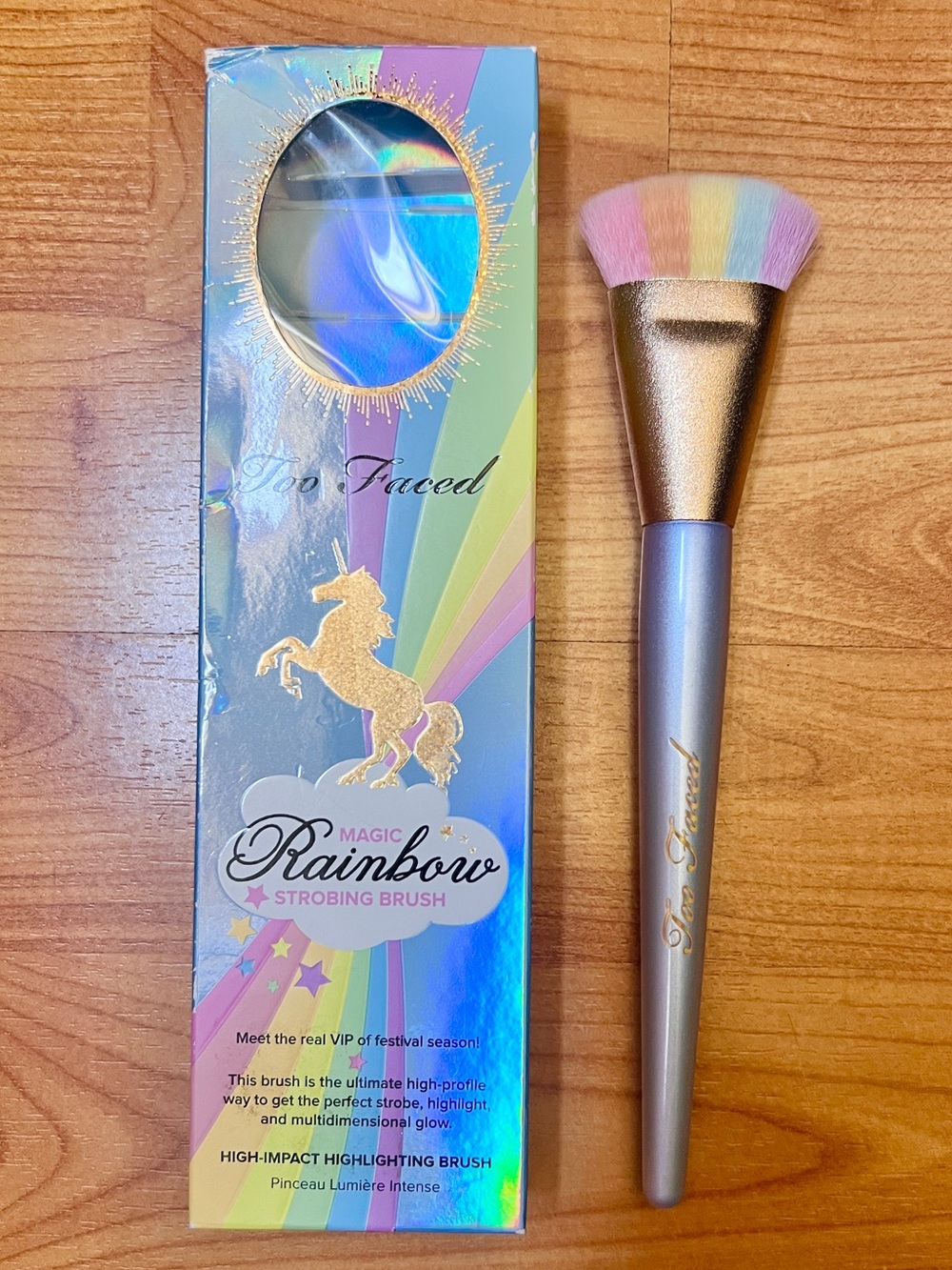 Too Faced Magic Rainbow Strobing Brush — Pastel Pink, Yellow, Blue & Lavender
